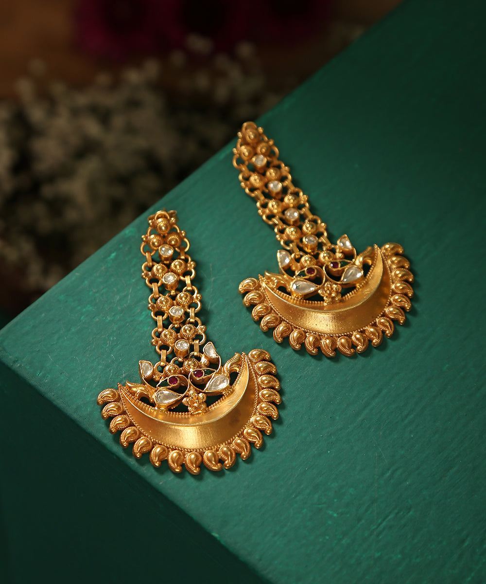 Zoha_Handcrafted_Pure_Silver_Earrings_With_Stones_And_Kundan_WeaverStory_01