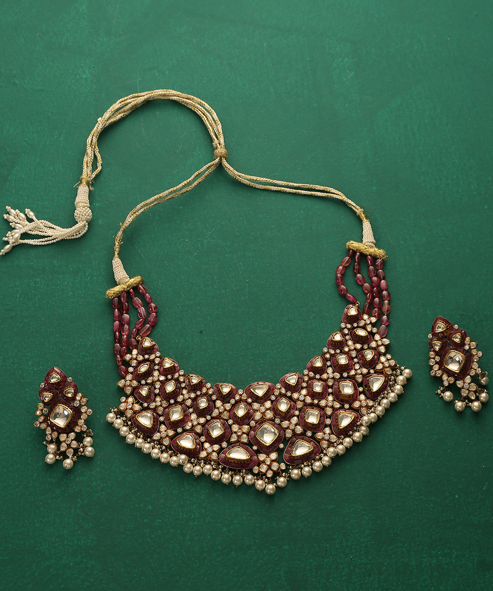 Izza_Handcrafted_Pure_Silver_Necklace_With_Kundan,_Stones_And_Pearls_WeaverStory_02
