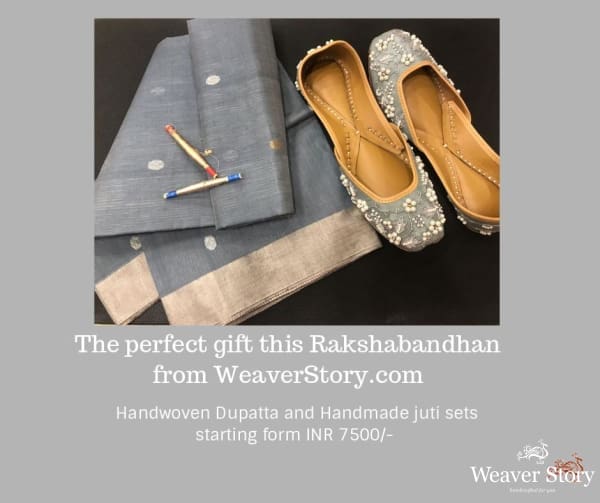 Rakshabandhan_Gift_in_Grey_Dupatta_&amp;_matching_Jutis_WeaverStory_01