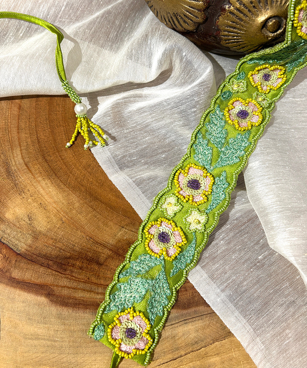 Lime_Green_Waist_Belt_With_Beaded_Embroidery_And_Tassels_WeaverStory_01