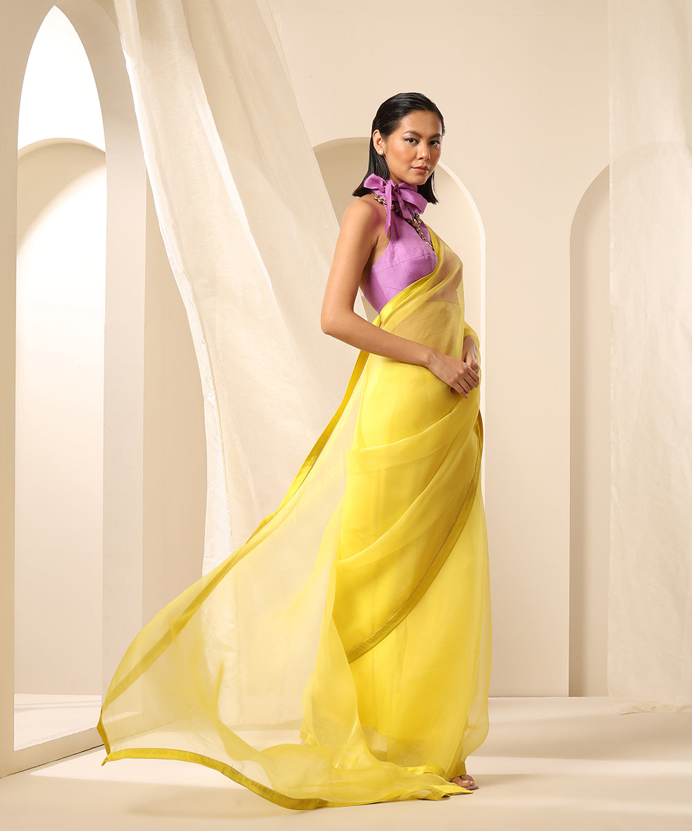 Yellow_Pure_Organza_Saree_With_Satin_Edges_WeaverStory_02
