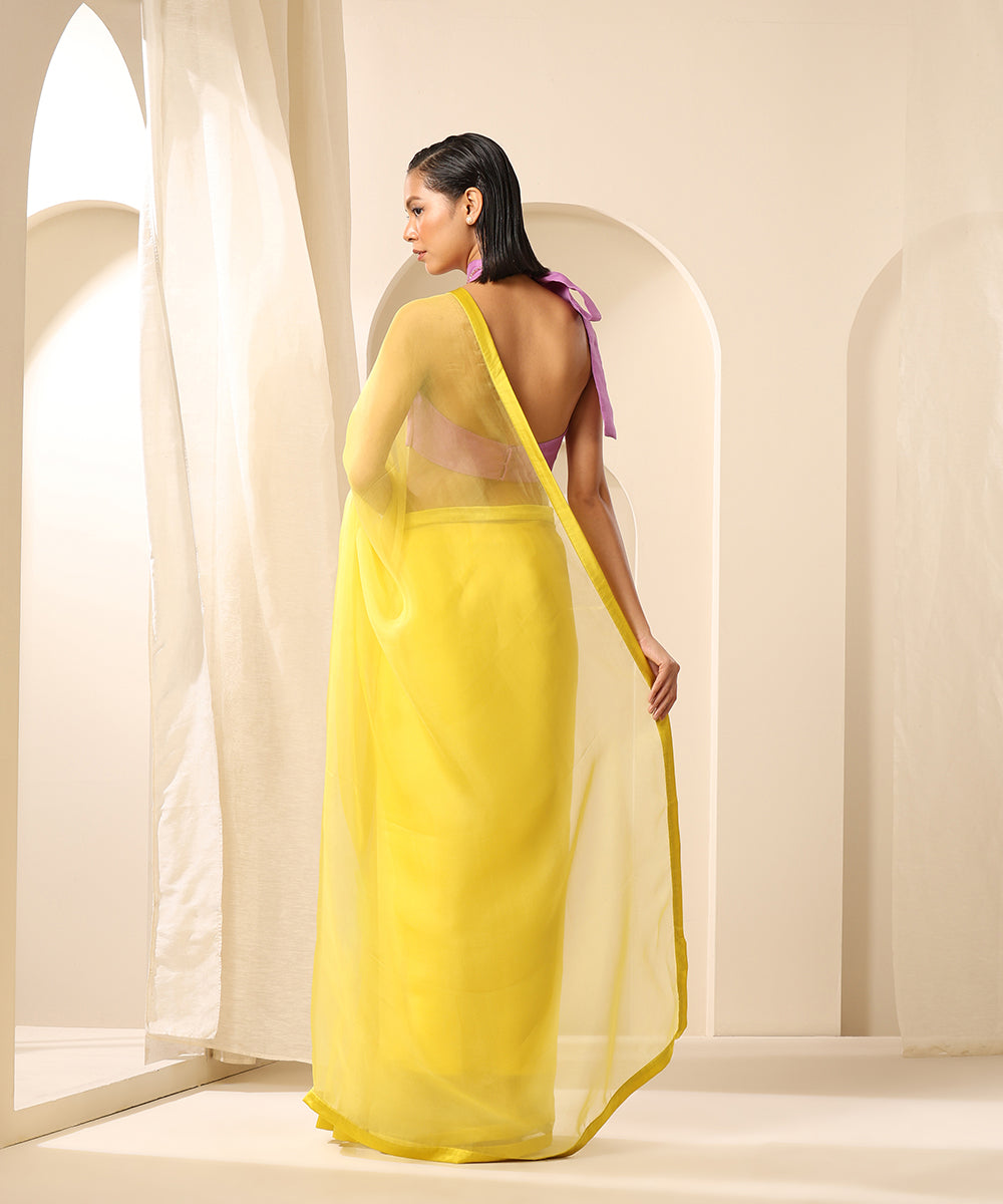Yellow_Pure_Organza_Saree_With_Satin_Edges_WeaverStory_03