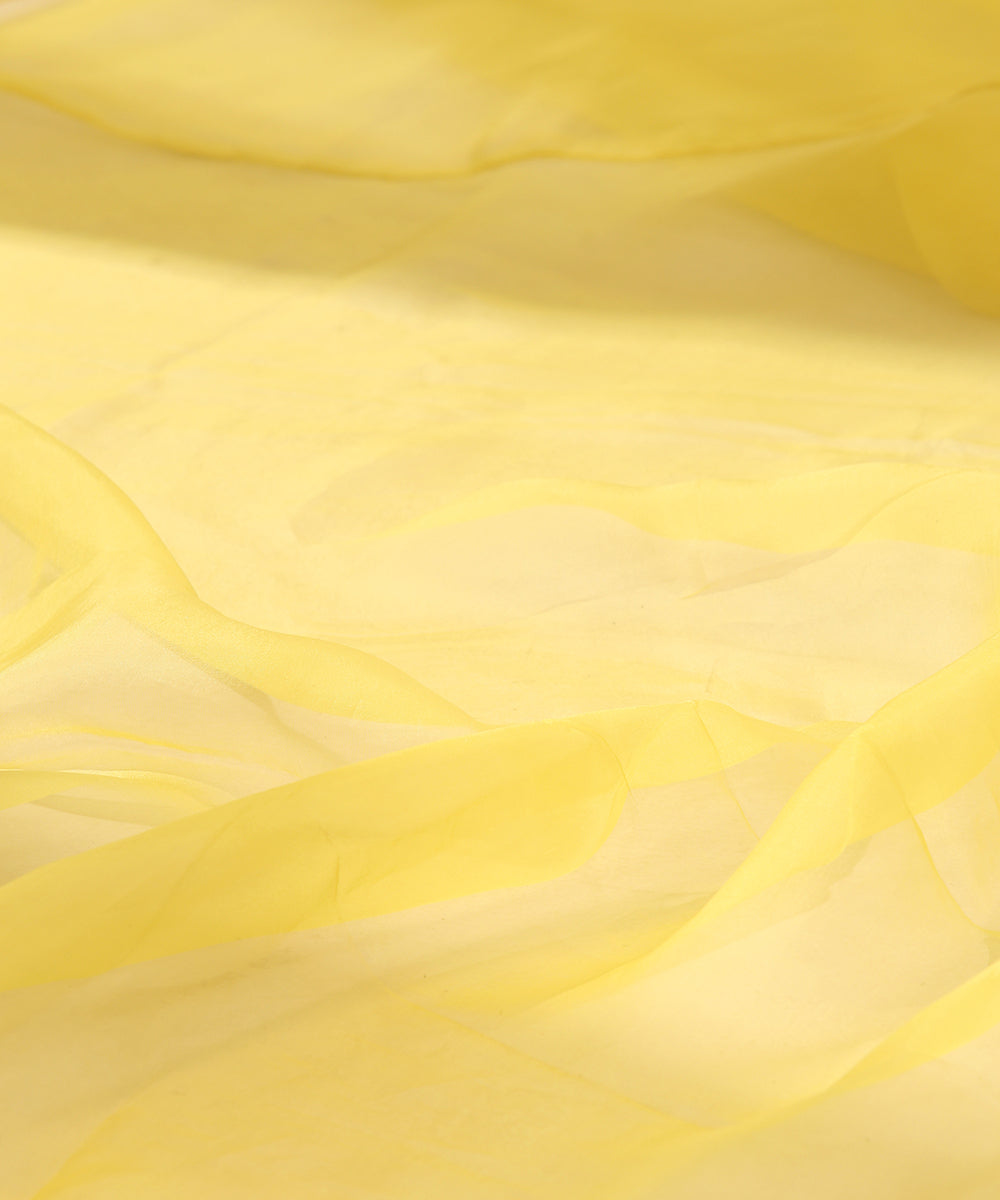 Yellow_Pure_Organza_Saree_With_Satin_Edges_WeaverStory_04