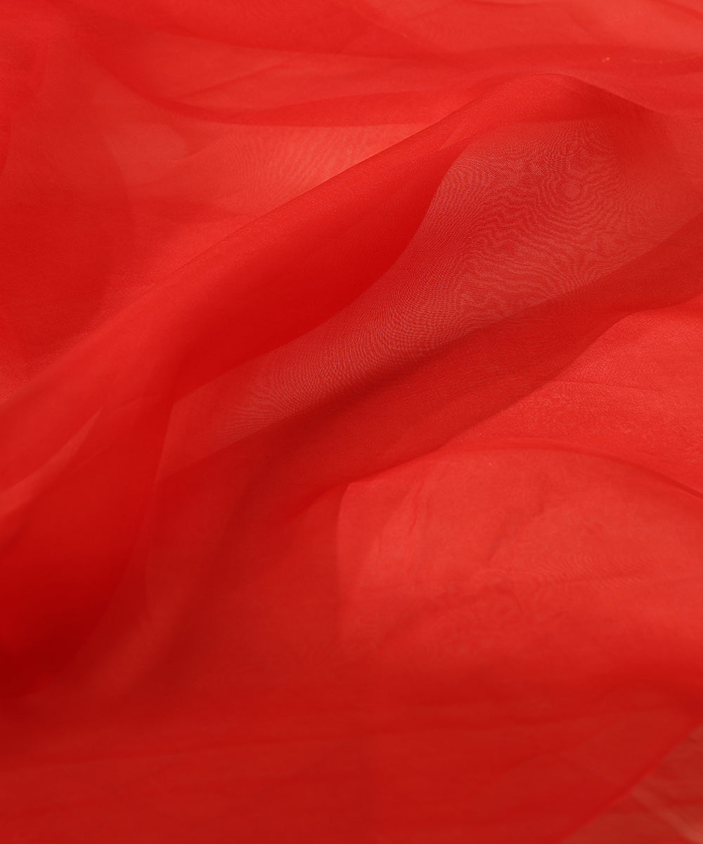 Red_Pure_Organza_Saree_With_Satin_Edges_WeaverStory_04