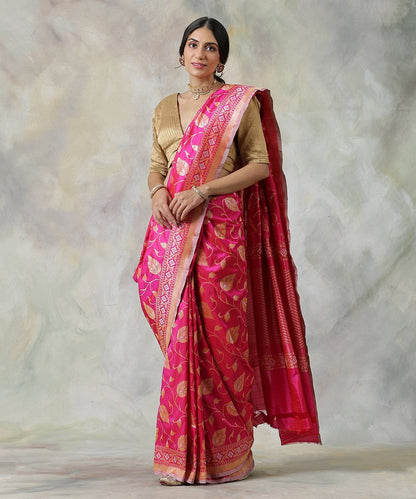 Pink_Pure_Katan_Silk_Handloom_Banarasi_Saree_with_Floral_Jaal_WeaverStory_02
