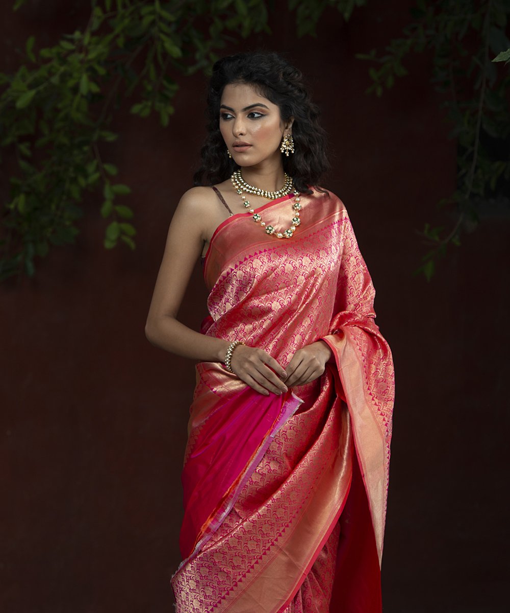 Pink_Handloom_Katan_Silk_Zari_Tanchoi_Banarasi_Saree_with_Jaal_WeaverStory_01