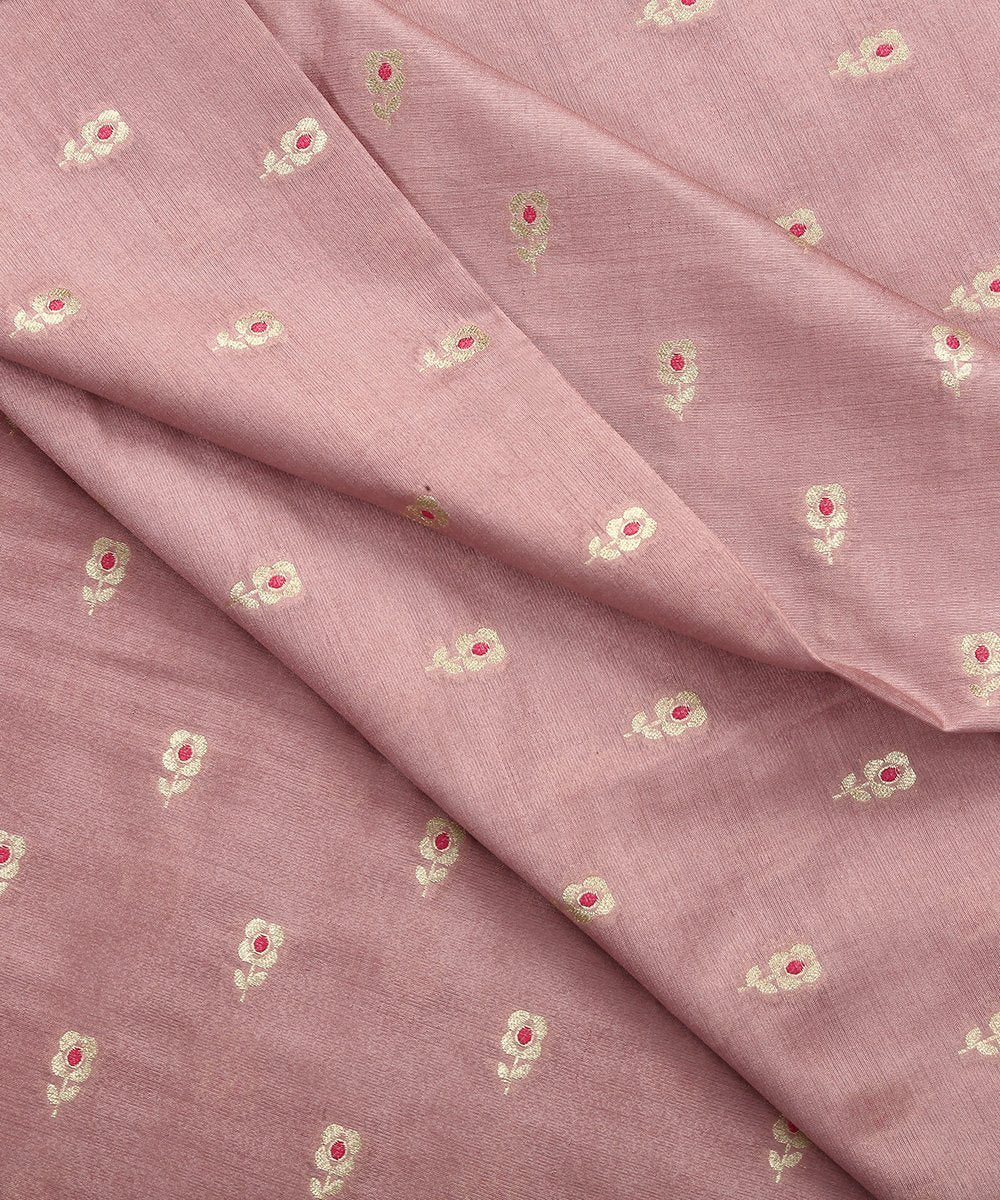 Pink_Handloom_Mulberry_Silk_Banarasi_Fabric_with_Meenakari_Booti_WeaverStory_04