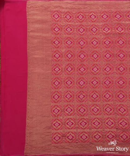 Pink_Handloom_Georgette_Bandhej_Banarasi_Dupatta_WeaverStory_02