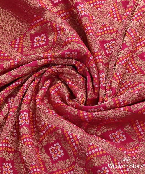 Pink_Handloom_Georgette_Bandhej_Banarasi_Dupatta_WeaverStory_06