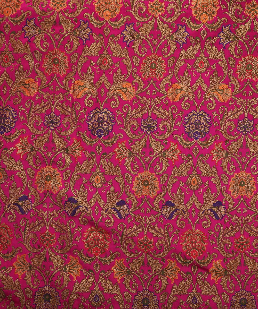 Pink_Handloom_Pure_Katan_Silk_Meenakari_Kimkhab_Banarasi_Fabric_with_Antique_Zari_WeaverStory_02