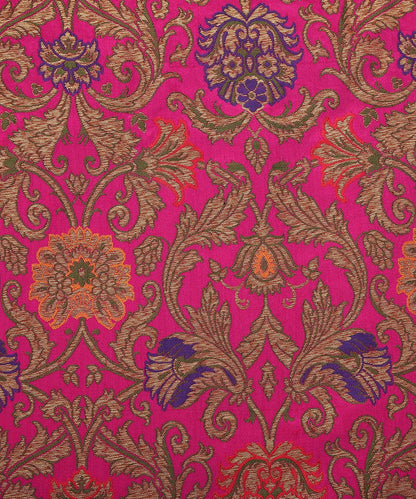 Pink_Handloom_Pure_Katan_Silk_Meenakari_Kimkhab_Banarasi_Fabric_with_Antique_Zari_WeaverStory_03