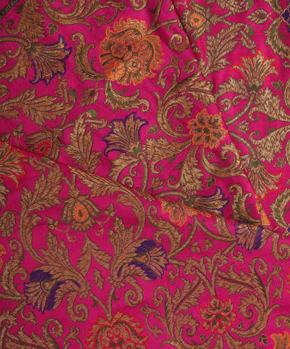 Pink_Handloom_Pure_Katan_Silk_Meenakari_Kimkhab_Banarasi_Fabric_with_Antique_Zari_WeaverStory_04
