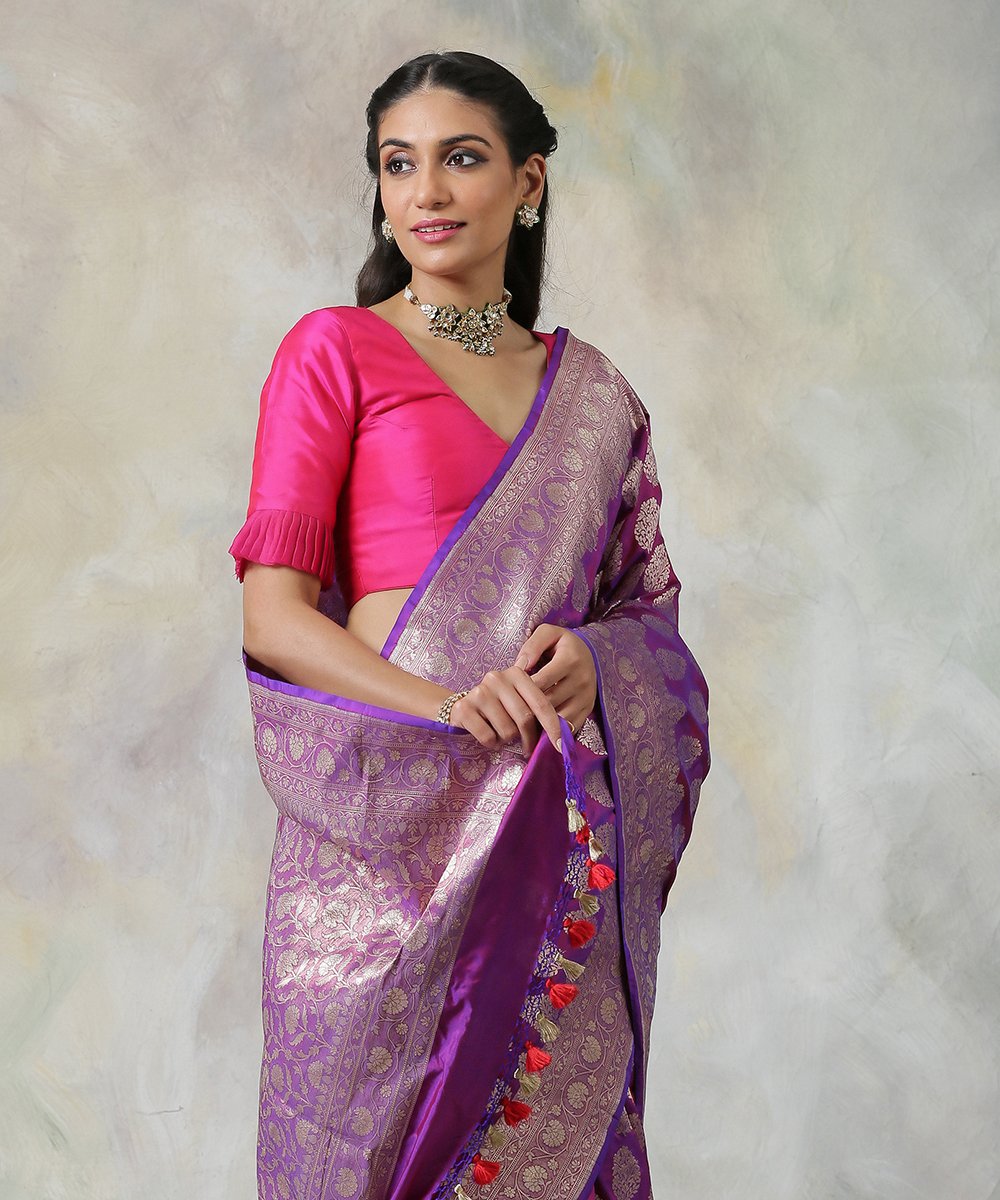 Purple_Handloom_Banarasi_Saree_With_Mughal_Booti_WeaverStory_01