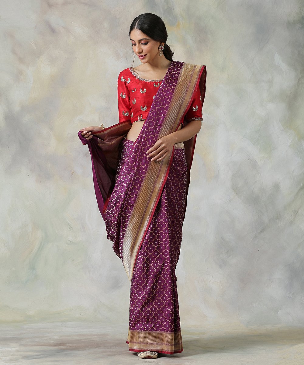 Purple_Handloom_Pure_Katan_Silk_Banarasi_Saree_with_Jamdani_Weave_WeaverStory_02
