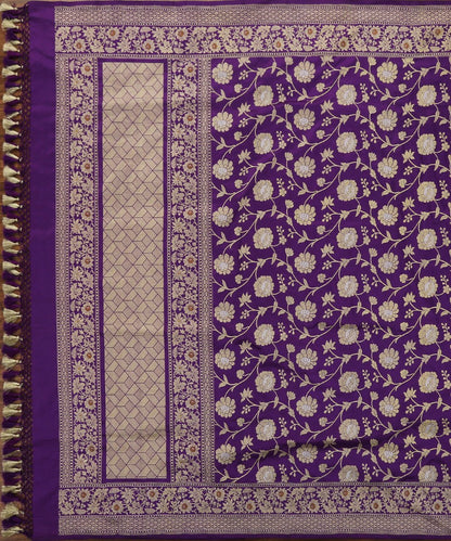 Purple_Handloom_Dual_Tone_Pure_Katan_Silk_Kadhwa_Jangla_Banarasi_Dupatta_with_Big_Flowers_WeaverStory_02