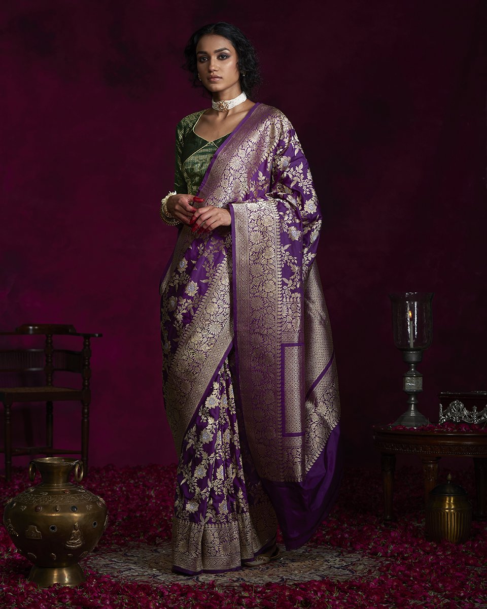 Purple_Handloom_Kadhwa_Banarasi_Saree_in_Katan_Silk_with_Floral_Jaal_WeaverStory_02