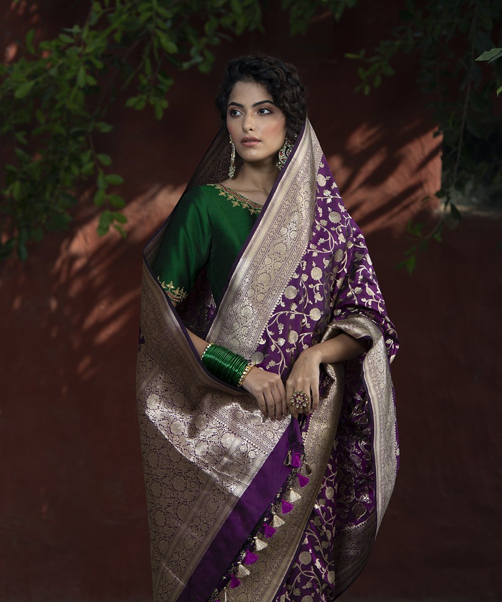Purple_Handloom_Katan_Silk_Cutwork_Banarasi_Saree_with_Jangla_Design_WeaverStory_01