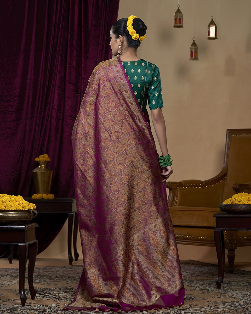 Handloom Banarasi Jamawar Tanchoi Katan Silk Saree 10058516 – Avishya.com