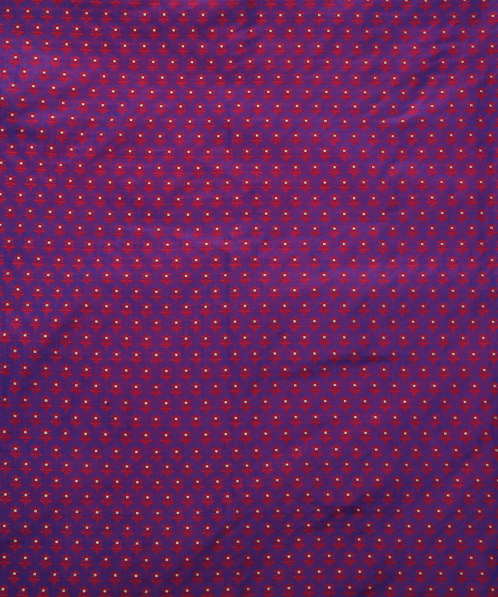 Purple_Handloom_Pure_Katan_Silk_Zari_Booti_Tanchoi_Fabric_with_Pink_Floral_Booti_WeaverStory_02
