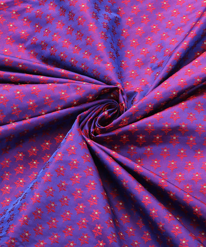 Purple_Handloom_Pure_Katan_Silk_Zari_Booti_Tanchoi_Fabric_with_Pink_Floral_Booti_WeaverStory_05