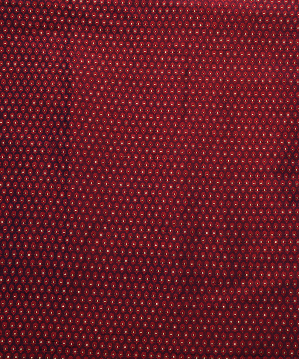 Purple and Red Dual Tone Handloom Pure Katan Silk  Tanchoi Banarasi and Zari Booti