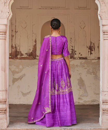 Purple_Raw_Silk_Hand_Embroidered_Kalidar_Lehenga_Skirt_With_Blouse_And_Embroidered_Dupatta_WeaverStory_03