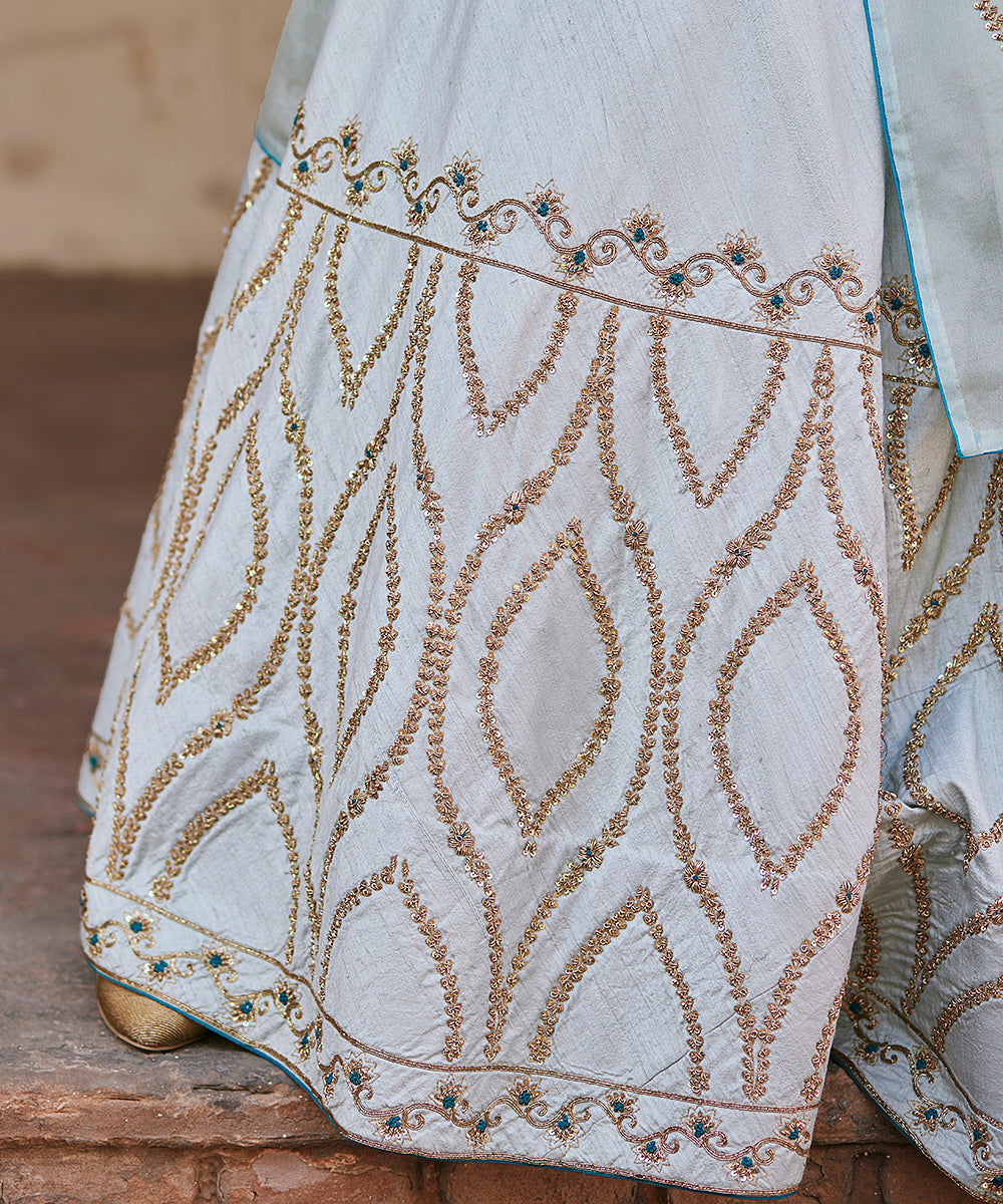 Mint_Green_Hand_Embroidered_Raw_Silk_Skirt_With_Pure_Silk_Blouse_And_Dupatta_WeaverStory_06