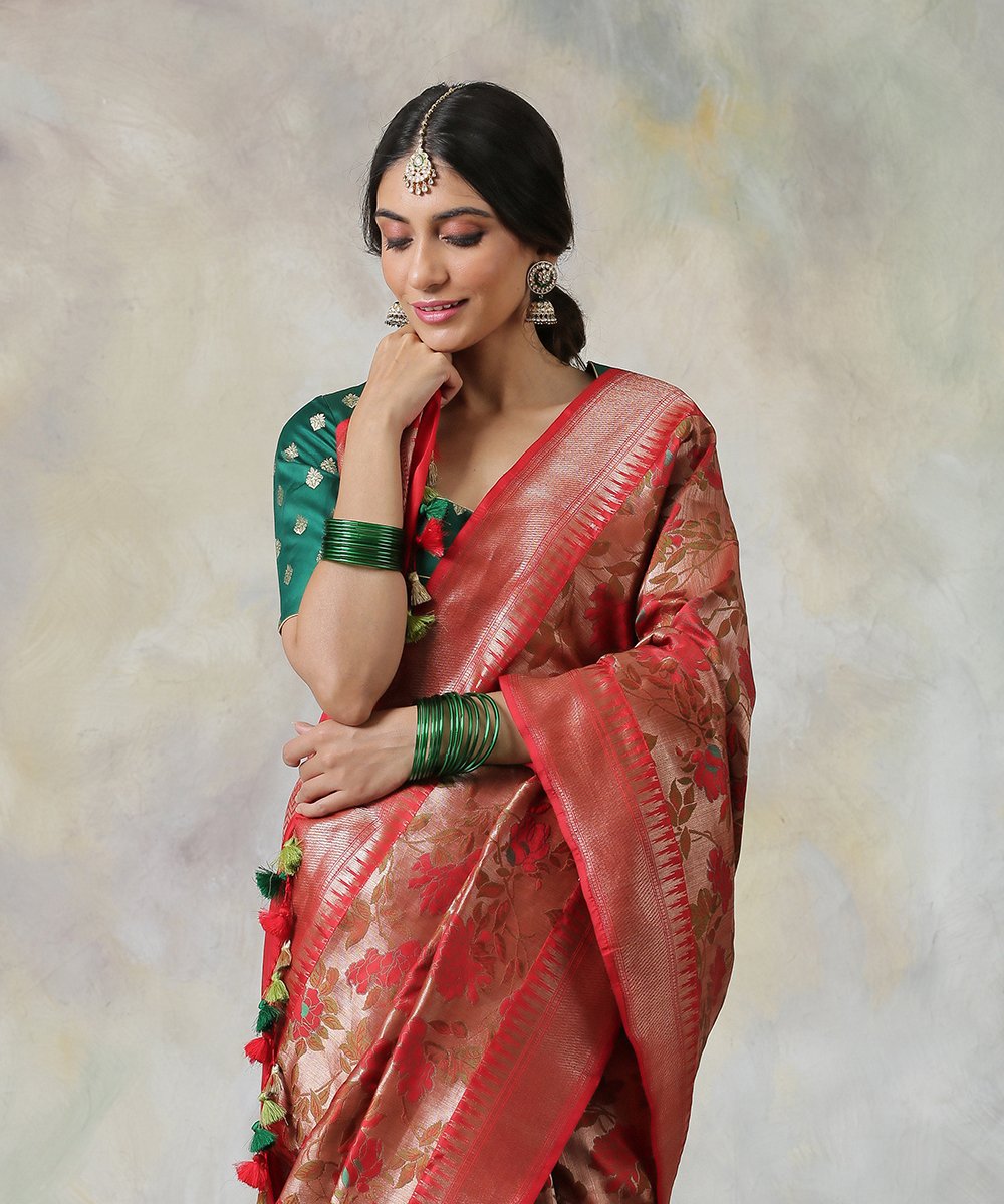 Handloom_Pure_Katan_Silk_Banarasi_Saree_in_Red_with_Copper_Zari_WeaverStory_01