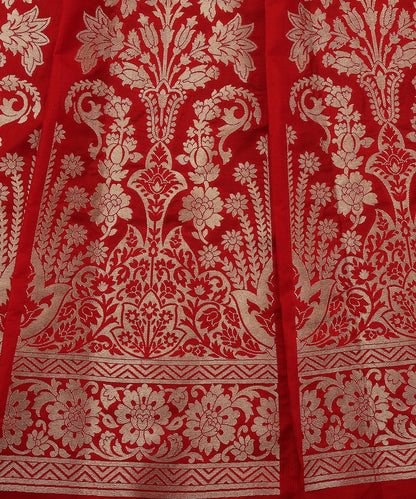 Red_Handloom_Cutwork_Katan_Silk_Banarasi_Lehenga_with_Floral_Jaal_Design_WeaverStory_05