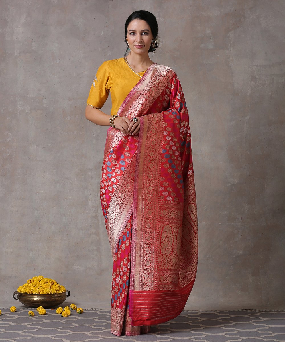 Red_Handloom_Pure_Katan_Silk_Banarasi_Saree_with_Paisley_Booti_and_Meenakri_WeaverStory_01