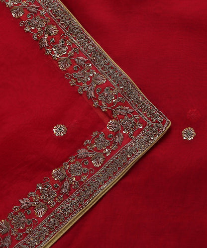Red_Handloom_Organza_Dupatta_With_Floral_Zardozi_Hand_Embroidery_Border_WeaverStory_02