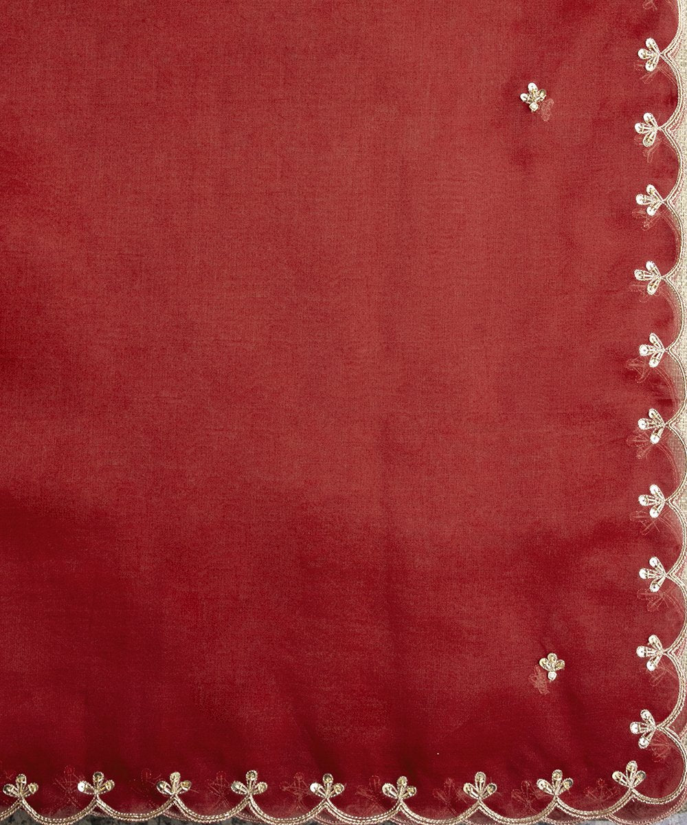 Red_Handloom_Organza_Zardozi_Hand_Embroidery_Scalloped_Border_Dupatta_WeaverStory_04