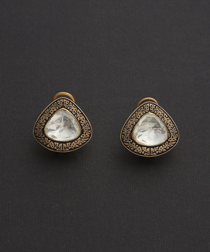 Ruhiya_stud_earrings_with_Moissanite_polki_crafted_in_pure_silver_WeaverStory_02