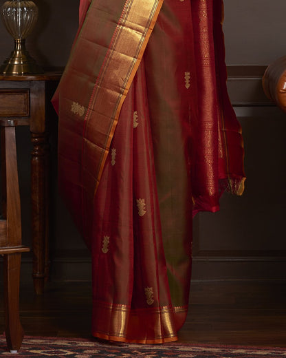 Handloom_Red_and_Green_Kanjivaram_Pure_Silk_Saree_with_Gandaberunda_Motif_WeaverStory_04