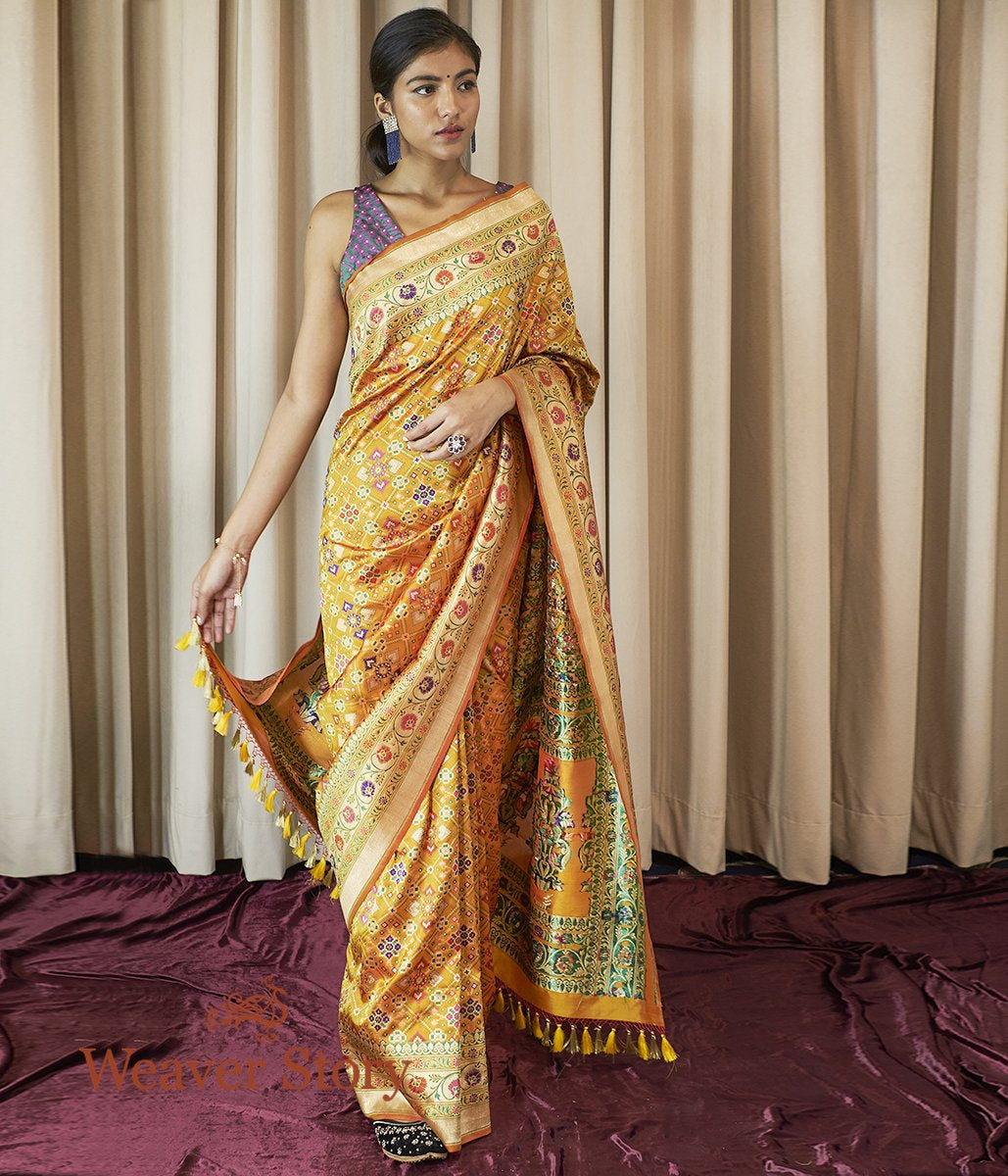 Handwoven_Mustard_Meenakari_Banarasi_Patola_Saree_WeaverStory_02