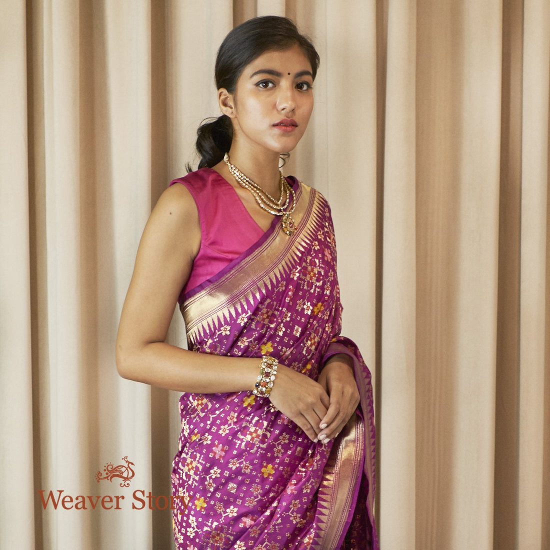 Handwoven_Purple_Meenakari_Banarasi_Patola_Saree_with_Temple_Border_WeaverStory_01