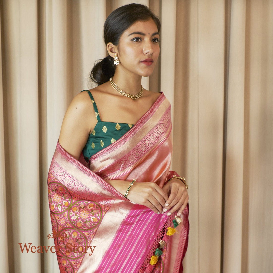 Pink_Zari_Weave_Meenakari_Patola_Saree_with_Heavy_Border_WeaverStory_01