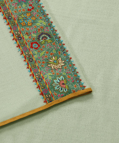 Light_Green_Pure_Pashmina_Scarf_With_Applique_Border_In_Kalamkari_WeaverStory_04