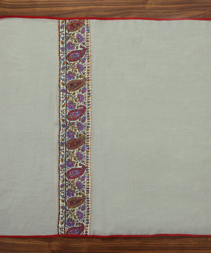 Grey_Pure_Pashmina_Scarf_With_Applique_Border_In_Kalamkari_WeaverStory_02