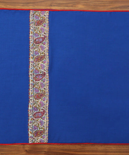 Royal_Blue_Pure_Pashmina_Scarf_With_Applique_Border_In_Kalamkari_WeaverStory_02