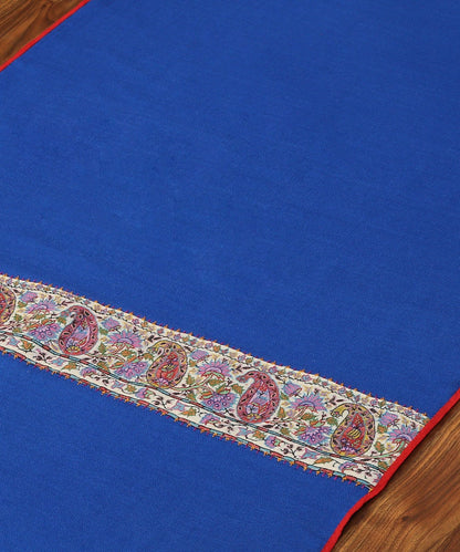 Royal_Blue_Pure_Pashmina_Scarf_With_Applique_Border_In_Kalamkari_WeaverStory_03