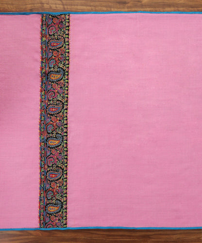 Light_Pink_Pure_Pashmina_Scarf_With_Applique_Paisley_Multicolor_Border_In_Kalamkari_WeaverStory_02