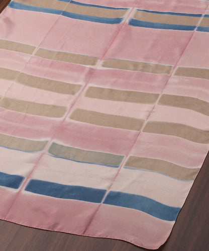 Handloom_Soft_PInk_Mulberry_Silk_Stole_Clamp_Dyed_with_Blue_Stripes_WeaverStory_03
