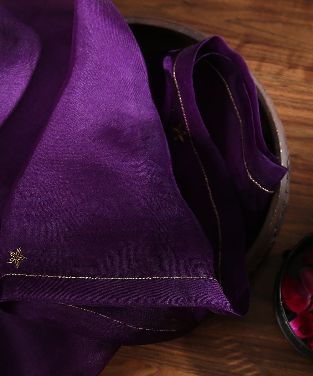 Dark_Purple_Hand_Embroidered_Organza_Dupatta_with_Zardozi_Booti_WeaverStory_01