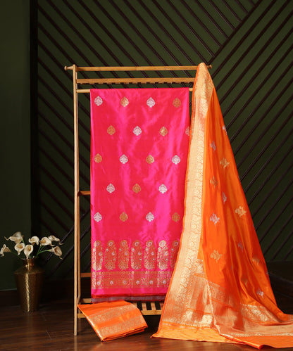 Orange_Handloom_Pure_Katan_Silk_Banarasi_Suit_Set_with_Kadhwa_Booti_WeaverStory_01