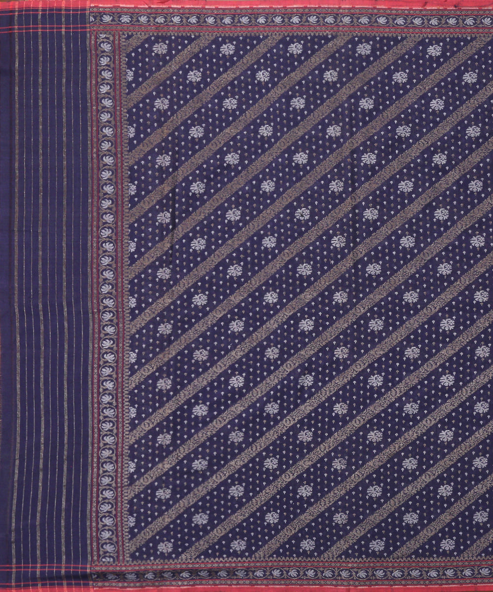 Handloom_Blue_Banarasi_Suit_Set_In_Handspun_Cotton_Twisted_with_Katan_Silk_WeaverStory_02