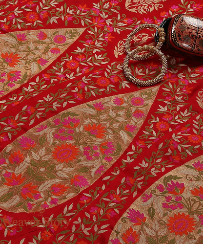 Handwoven Banarasi Red with Meenakari Silk