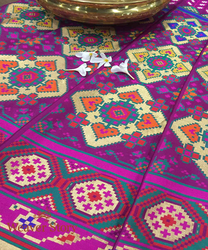 Handloom Pure Silk Purple Patola Cutwork Banarasi Lehenga