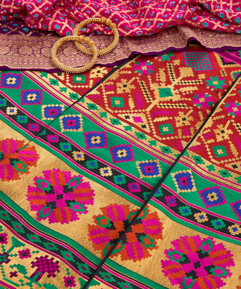 Handloom Purple Patola Lehenga with Meenakari work