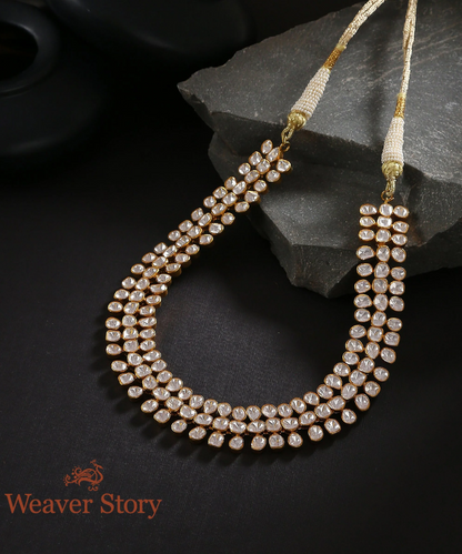 Kashaf Necklace with Moissanite Polki Crafted in Pure Silver